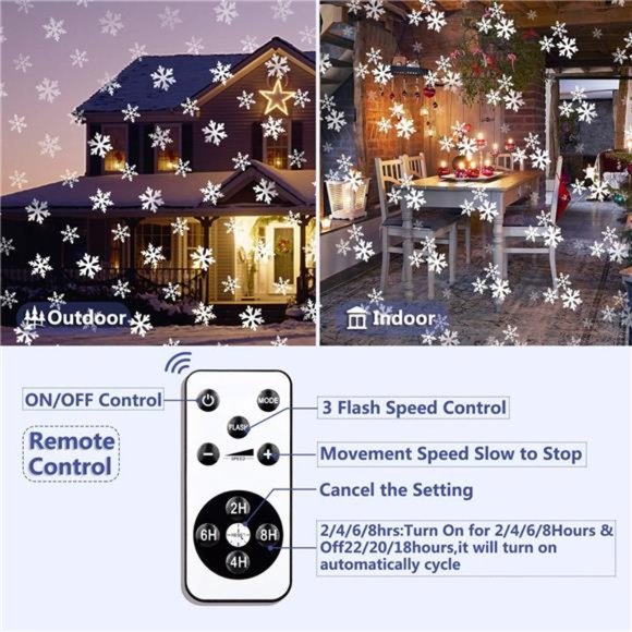 Christmas Projector Lights Outdoor, Holiday Snow Projector with Wireless Remote - Picture 4 of 6